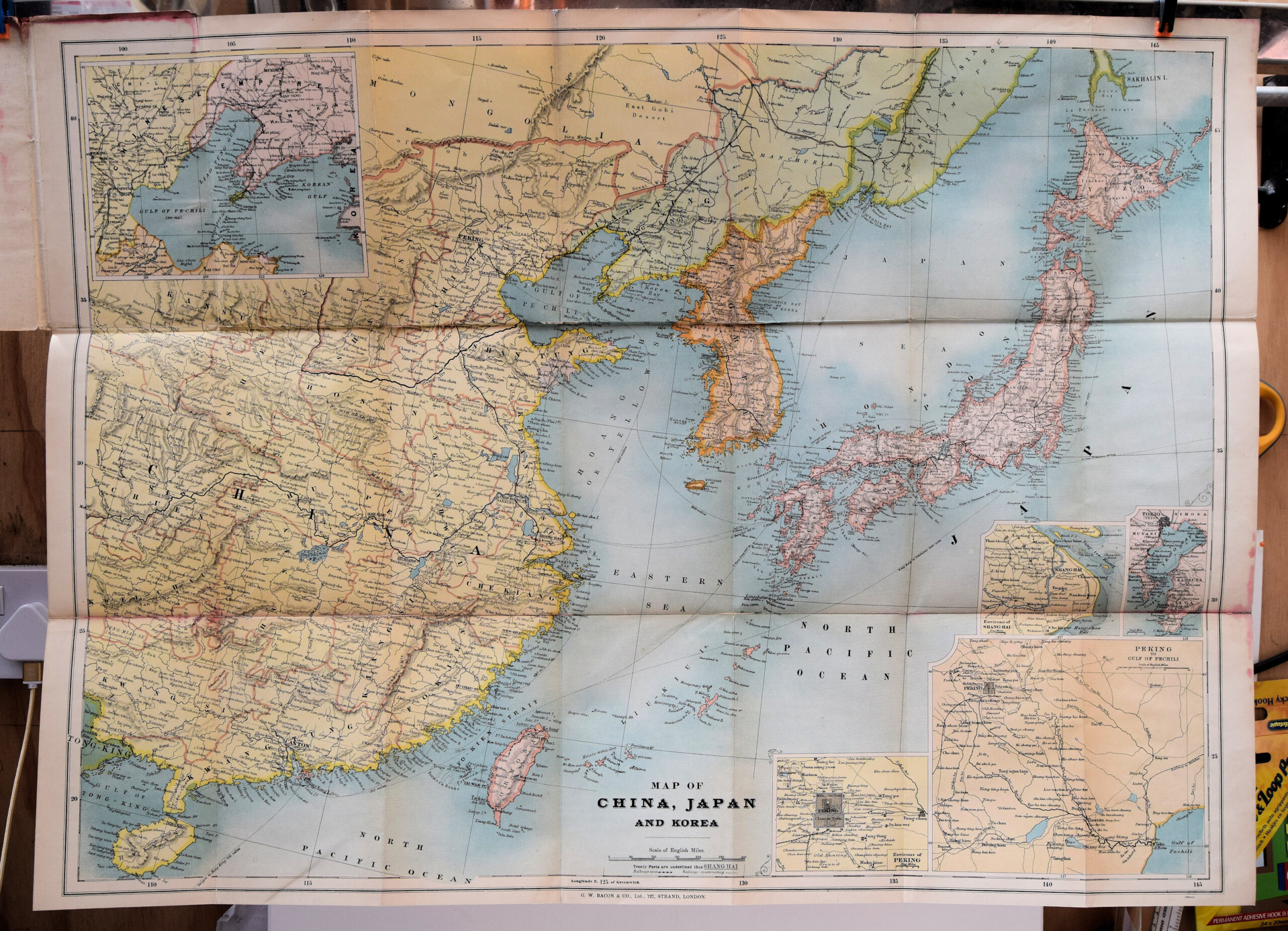 THE EASTERN CRISIS. BACON'S LARGE-SCALE MAP OF JAPAN, KOREA, CHINA, MANCHURIA.. - Image 2