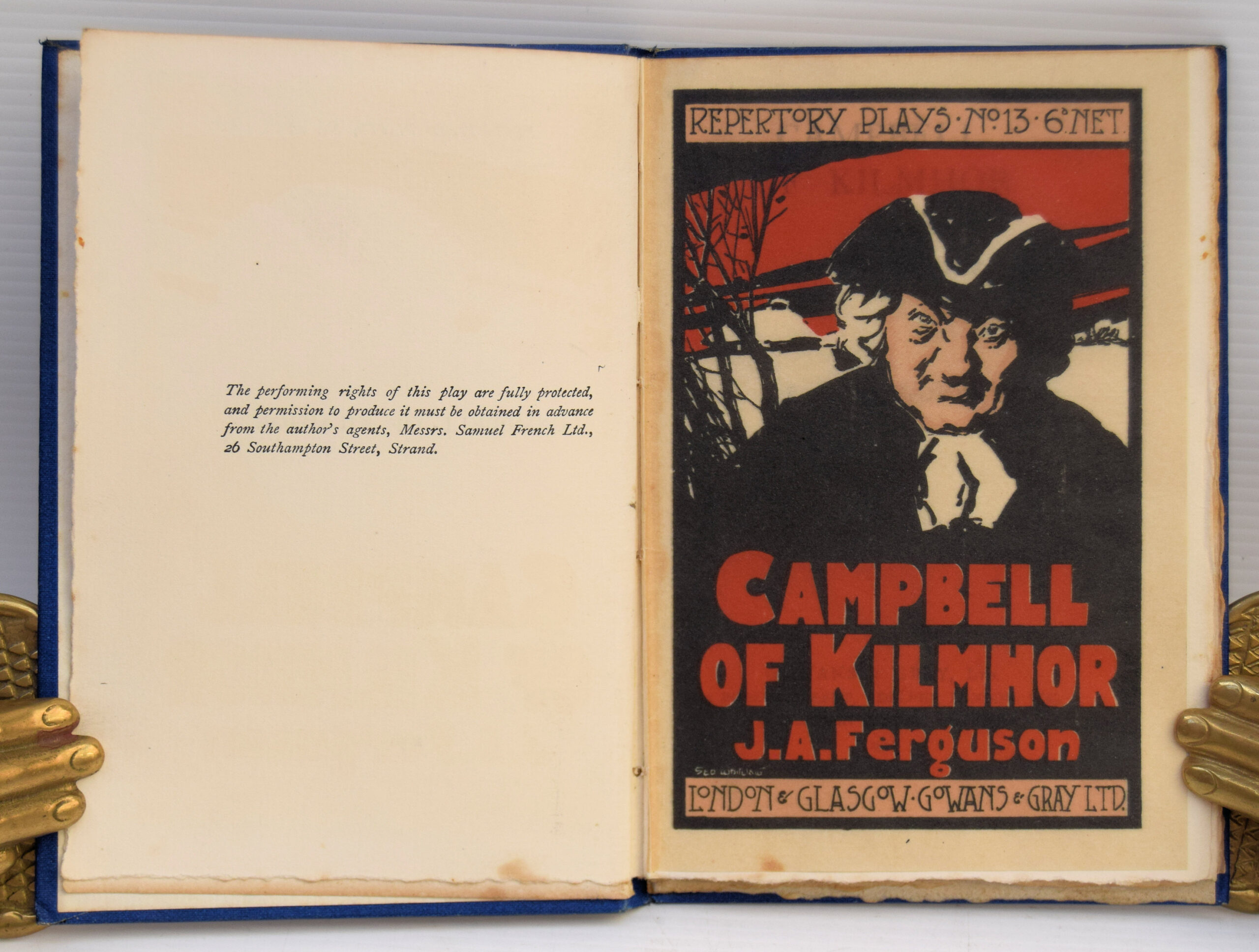 A small play,a Scottish drama, of Sottish history combining the elements of Celtic poetry and the interplay of Highland and Lowland. The striking Title page depicts a close up of a man in a tri-corner hat, set against a winter background with a red sky. - Image 2