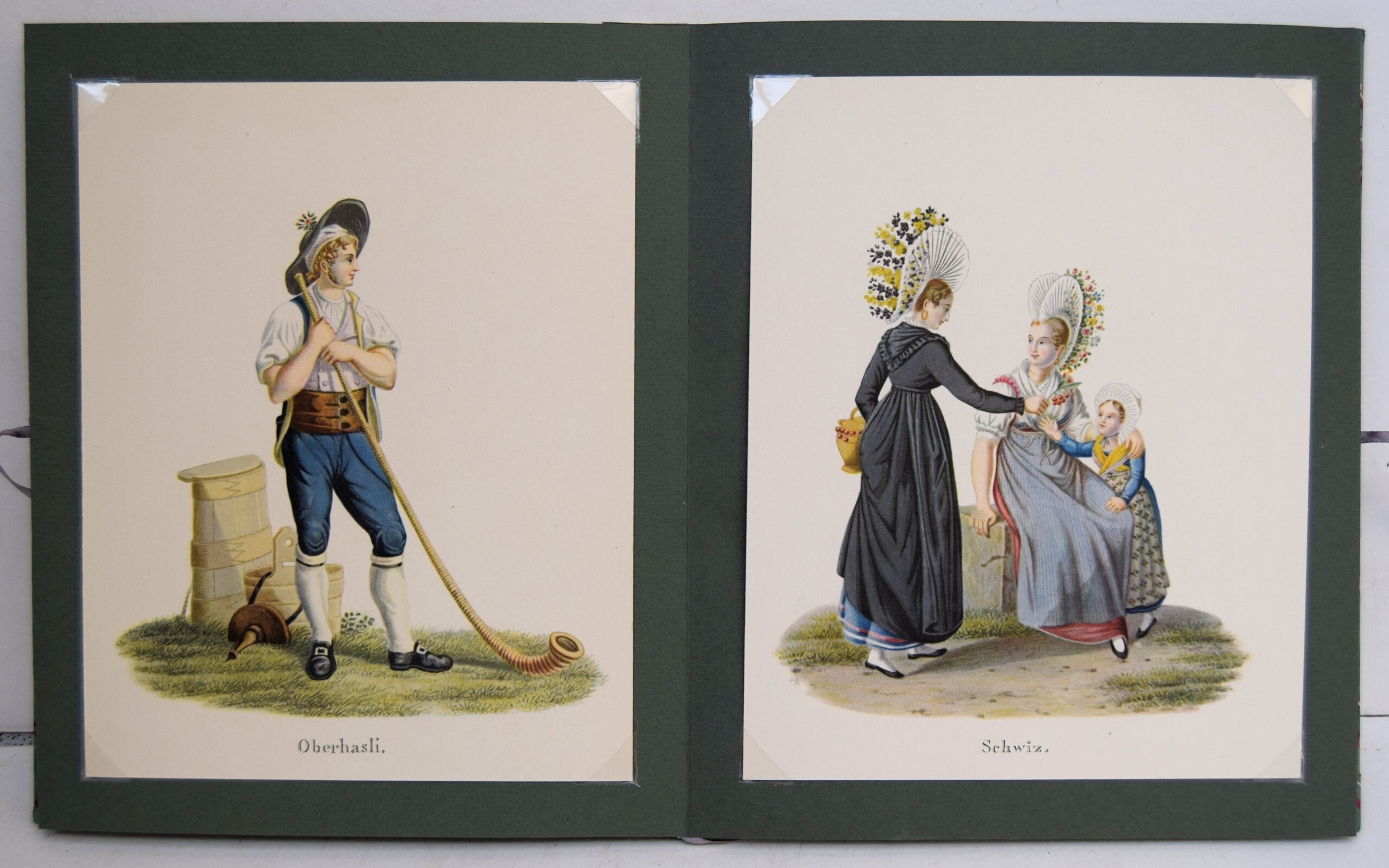 6 FINE HAND-COLOURED AQUATINT PLATES OF SWISS COSTUMES IN THE BEST OF THE 'SWISS AQUATINT' GENRE