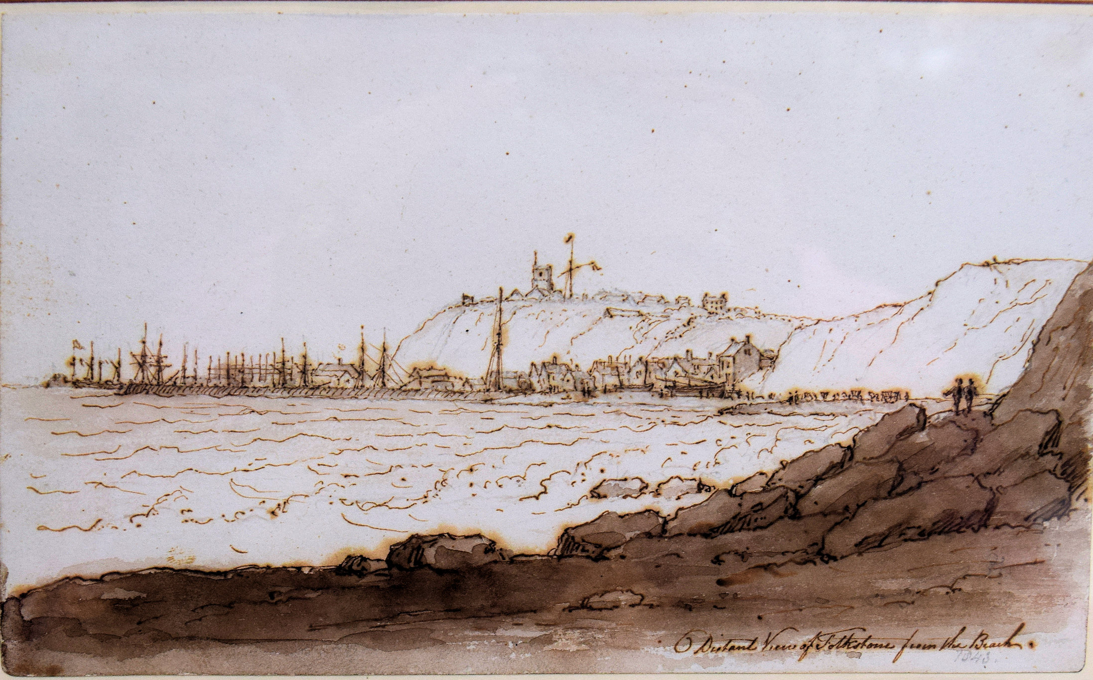 DISTANT VIEWS OF FOLKESTONE FROM THE BEACH.