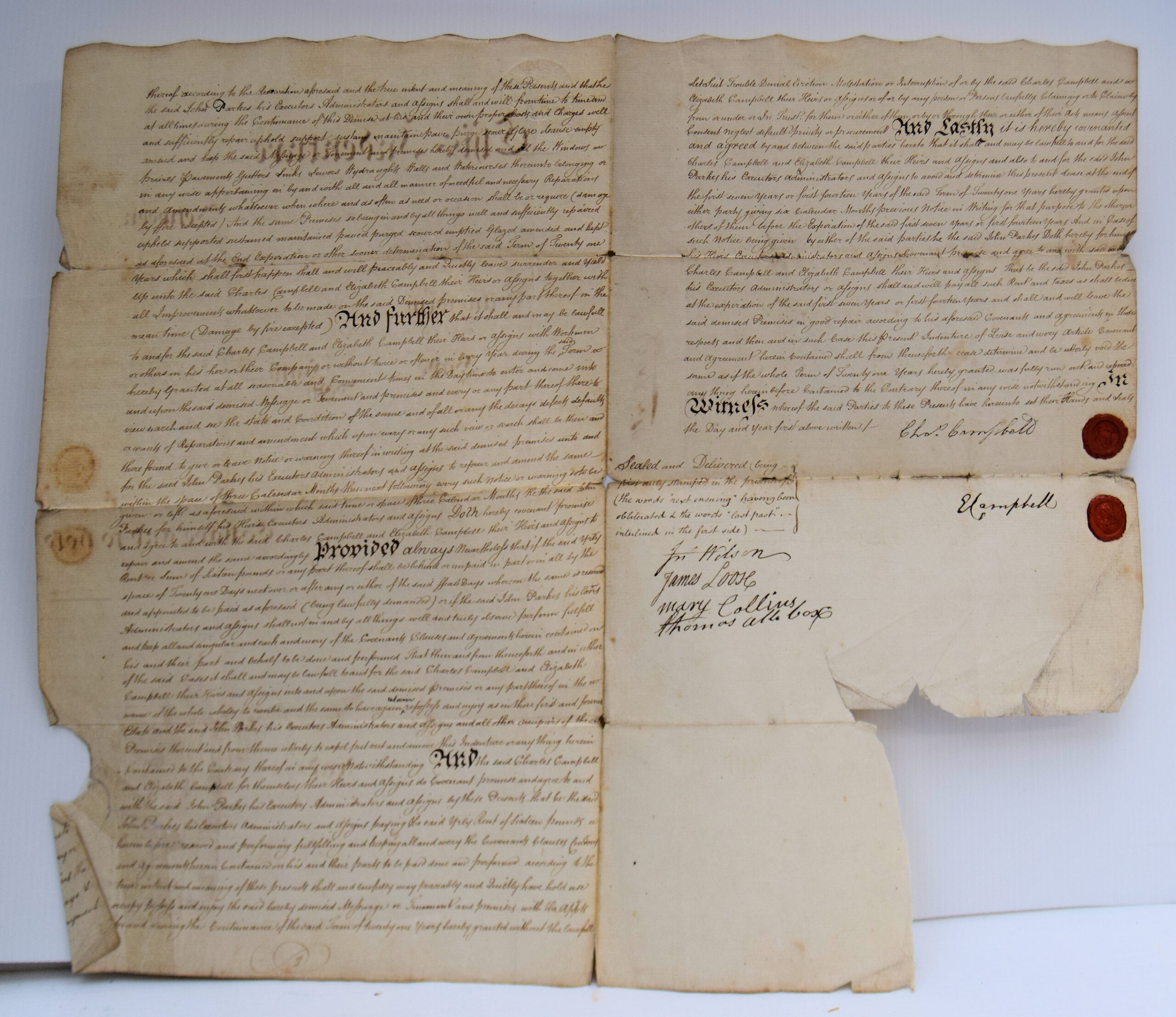 1. MR CAMPBELL THE REVD. CHARLES CAMPBELL AND MISS ELIZABETH CAMPBELL TO JOHN PARKES LEASE OF A HOUSE AT HATTON WALL. CHRISTMAS 1790. 2. PARKES'S LEASE DATED FEBRY 1ST 1791 REVD. CHARLES AND MISS E CAMPBELL TO MR JOHN PARKES COUNTERPART OF LEASE. 3.THE REVD. CHARLES CAMPBELL TO MR MUSSELWHITE COUNTERPART OF LEASE OF A MESSUAGE AND PREMISES IN HATTON WALL IN THE PARISH OF ST ANDREW HOLBORN...DATED 1 MAY 1810. 4. ROBERT CAMPBELL ESQ. TO MR WILLIAM HILL. LEASE OF A HOUSE NO.32 HATTON WALL ST ANDREW HOLBORN...DATED 24TH JUNE 1823. 5. COUNTERPART OF 4. 6. ROBERT CAMPBELL ESQ. TO MR WILLIAM HILL LEASE OF A HOUSE NO.32 HATTON WALL, ST. ANDREW HOLBORN...DATED 24TH JUNE 1845. 7. COUNTERPART OF 6. - Image 2
